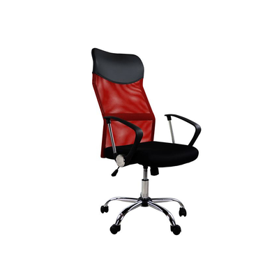 Office chair with arms and perforated fabric red, Red, medium