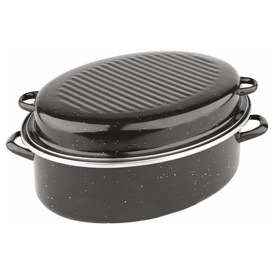 Dolphin οβάλ γάστρα με καπάκι για εστία και φούρνο με εμαγιέ επίστρωση & καπάκι, , medium