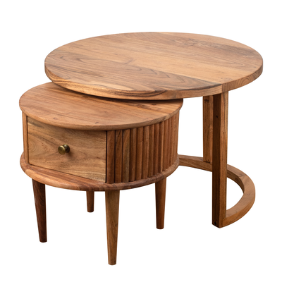 Solid acacia wooden table with drawer
