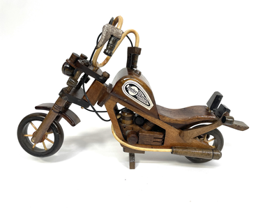 Wooden motorcycle small, Brown, medium