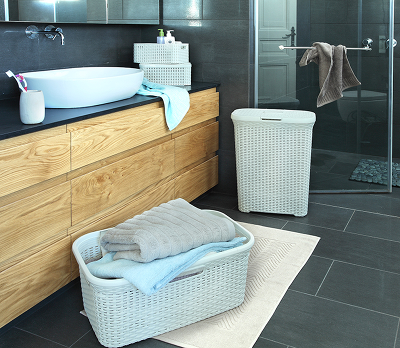 Curver rattan hamper laundry basket 40ltr, , medium image number null
