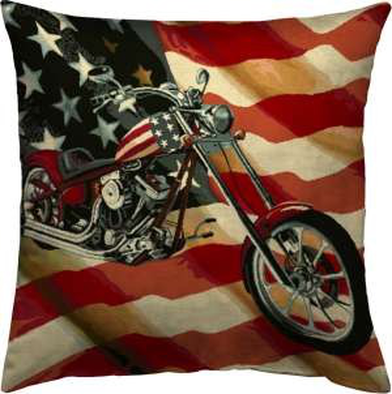 Decorative motorbike usa throw pillow-null