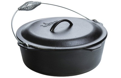 Lodge cast iron pot dutch oven 8.52 lt, with cast iron lid and stainless handle, , medium