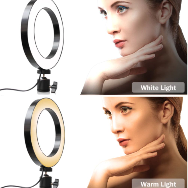 Φωτιστικό δαχτυλίδι ring light USB led 25 cm με dimmer και τρίποδο, , medium-null