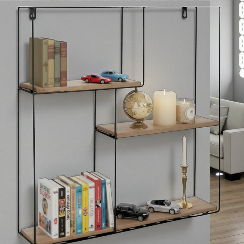 Atmosphera set wall metal shelf 48x9.3x48cm - black, , medium-null