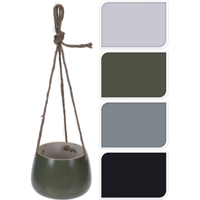 Flower pot with rope 14.5cm - assorted colors