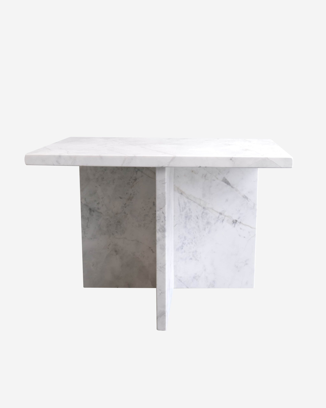 Side marble table / &tau; shape / white glossy, , medium-null