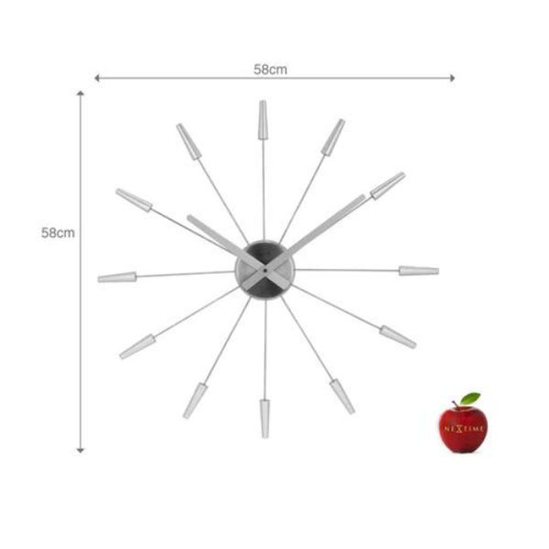 Nextime silent wall clock ,vintage 58cm , stainless steel , 'plug inn', , medium-null