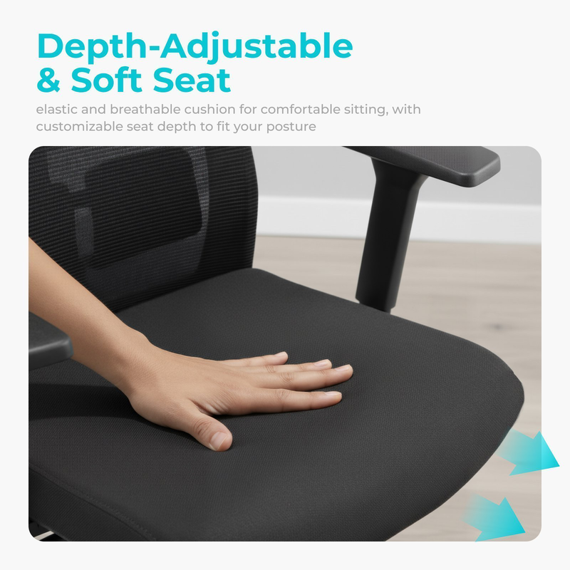 Lumivida office chair ergonomic mesh lumbar support adjustable seat/armrest/headrest black ch05-8, , medium-null