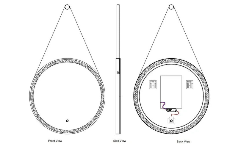 Round led mirror with black frame, , medium image number null