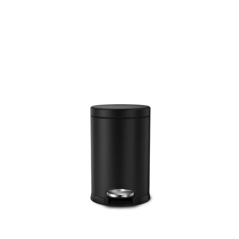 Product image: 4.5l round pedal bin matte black stainless steel, , medium-null