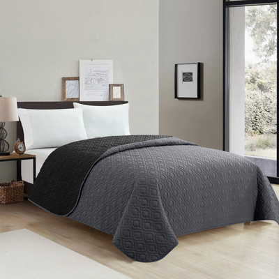 Luxury double-sided bedspread #lbs180-onehalf, Black/dark Grey, medium