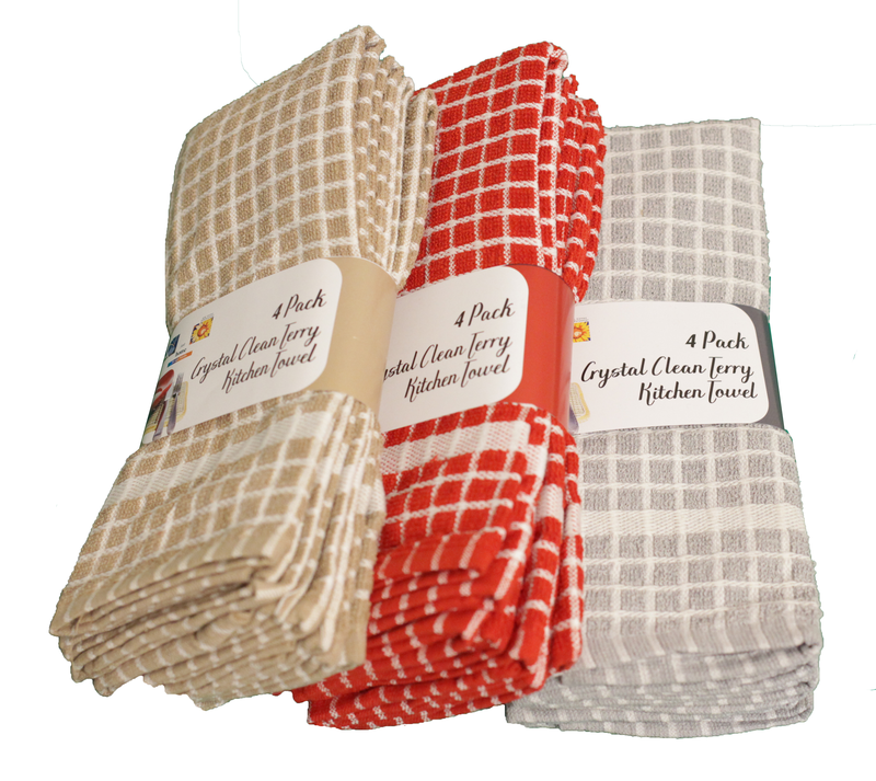 Product image: Kitchen towels crystal clean terry 4pcs 3 assorted colors, , medium-null