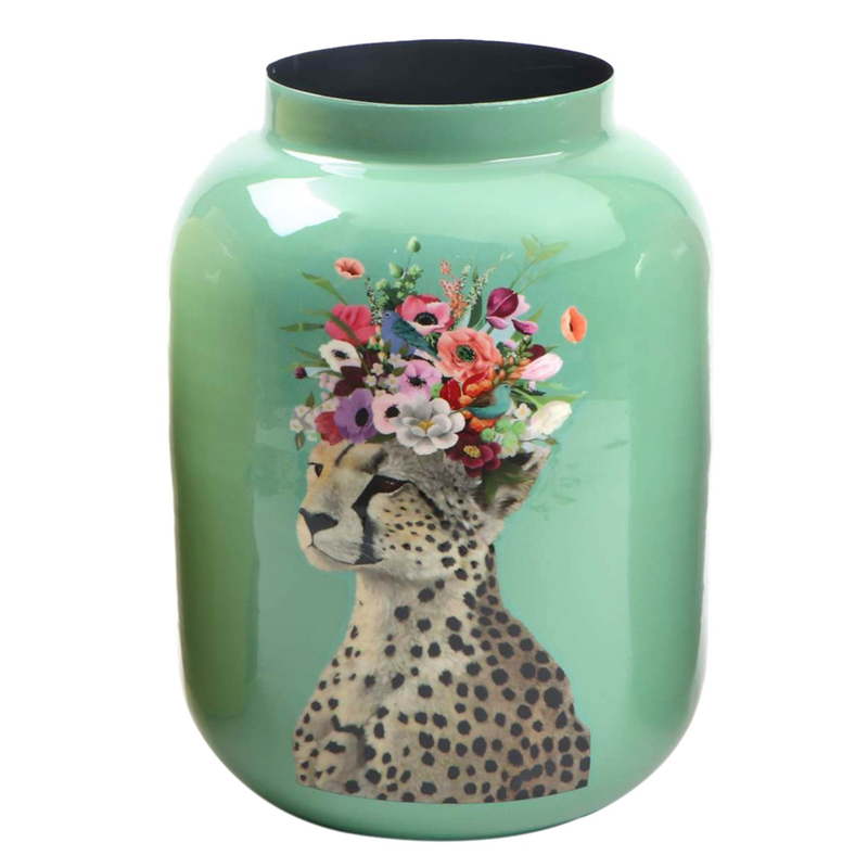 Cheetah flower vase, , medium-null