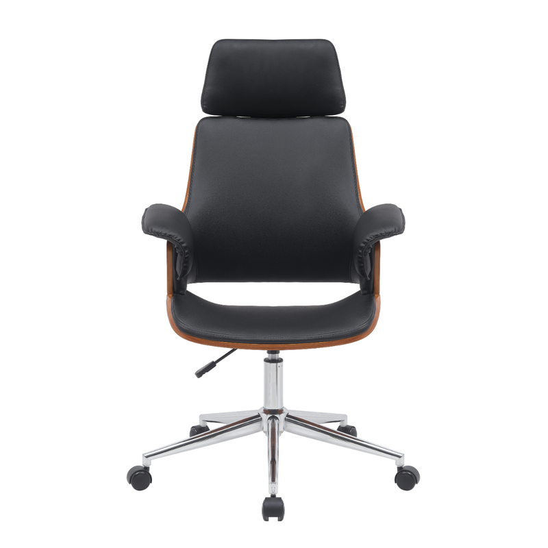 Demeyere hector managerial chair 67x64x113cm - walnut/black, , medium-null