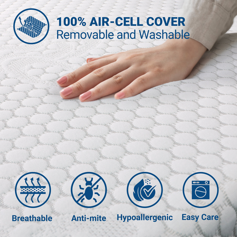 Double memory foam topper | mattress corrector 5 cm | mattress cover with removable cover | antibacterial and antifungal | 135 x 200-null