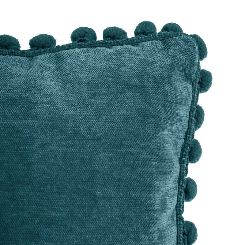 Atmosphera cushion with pompom 40x40cm blue, , medium-null
