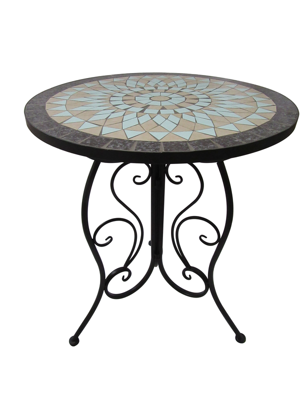 Denver metallic mosaic table ø60cm blue, , medium image number null