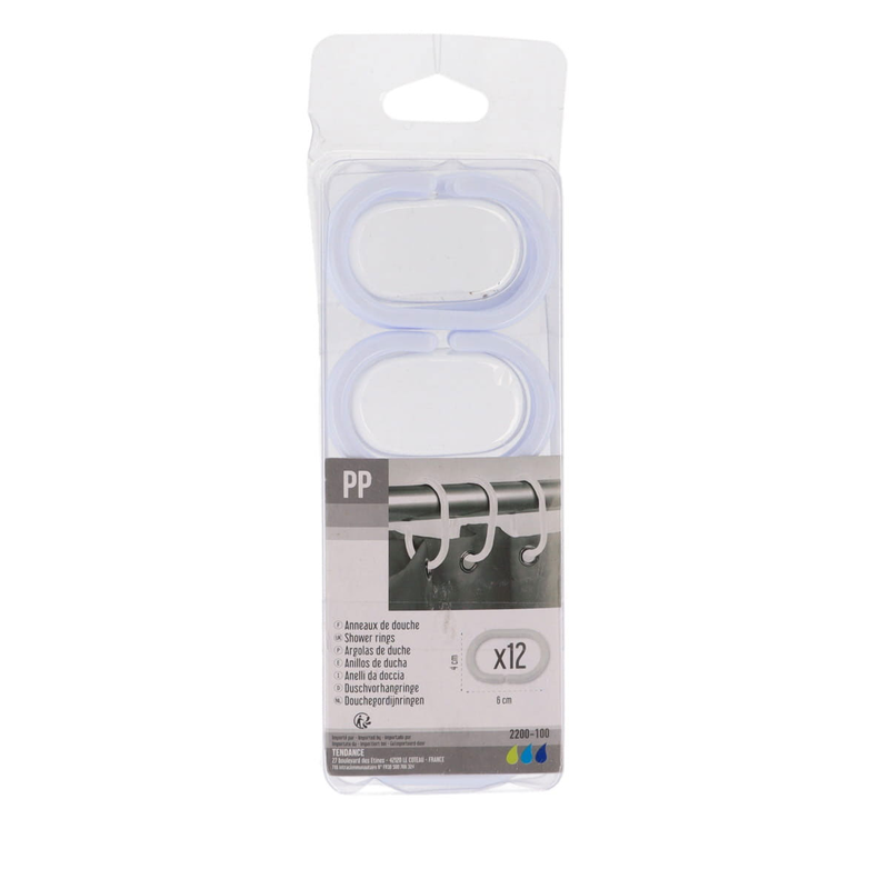 Tendance set 12pcs shower curtain rings white, , medium image number null