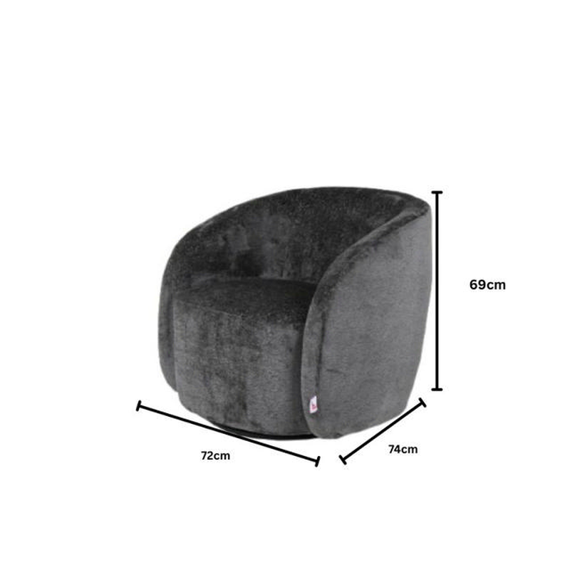 Shome amelia armchair swivel 72x74x69cm - graphite, , medium-null