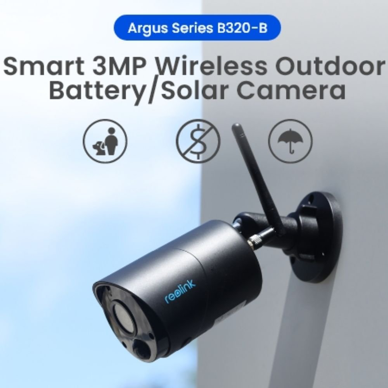 Product image: Reolink argus eco battery-powered κάμερα 3mp με ηλιακό πάνελ, αμφίδρομος ήχος, αδιάβροχη, 6x ψηφιακό ζουμ & ανίχνευση κίνησης με τεχνολογία ai, , medium-null