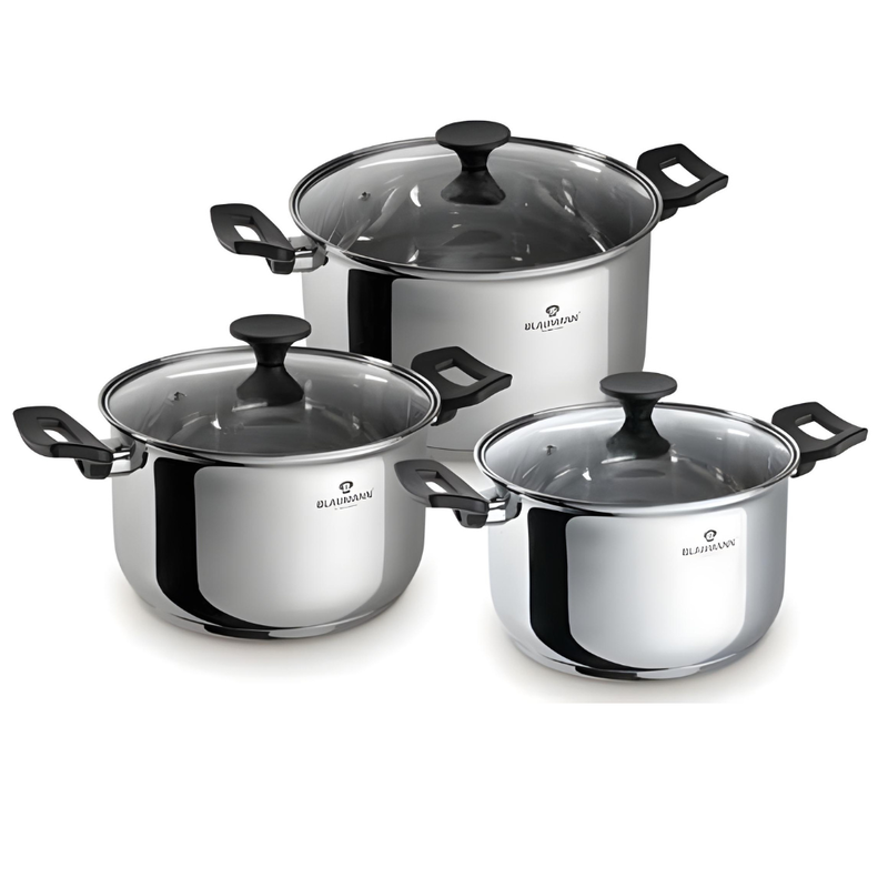 Product image: Blaumann σετ κατσαρόλες 6 τμχ με γυάλινα καπάκια από ανοξείδωτο ατσάλι, gourmet line, bl-3863, , medium-null