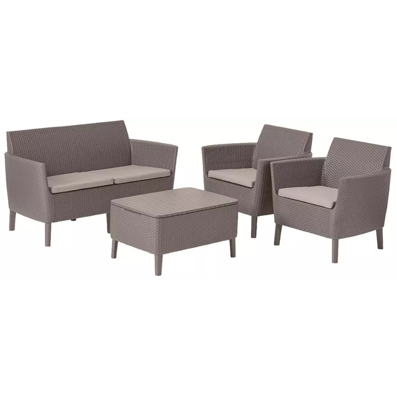 Product image: Keter salemo σετ μπαλκονιού με 1 διπλό καναπέ, 2 καρέκλες και τραπέζι αποθήκευσης σε χρώμα cappuccino, , medium-null