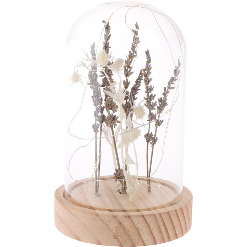 Decorative dome with dry flowers 17cm - assorted designs, , medium image number null