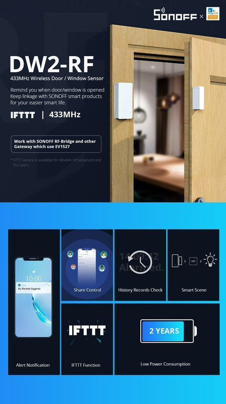 Product image: Sonoff dw2 rf door & window alarm sensor, , medium-null