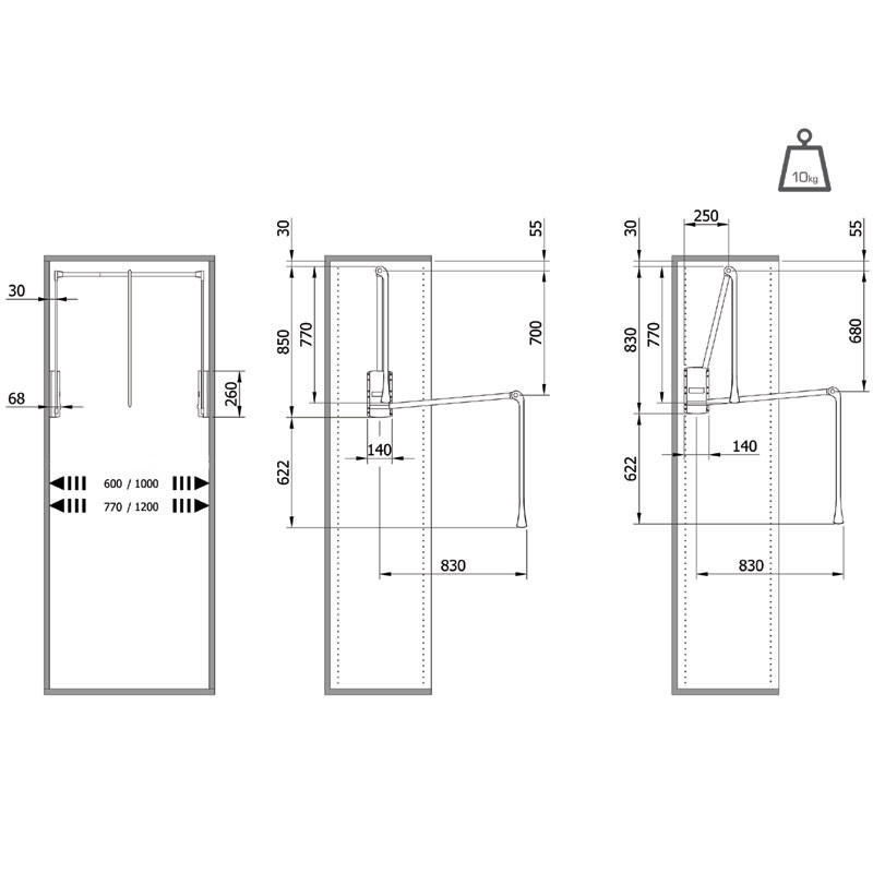 Servetto 2004 κρεμαστρα ντουλαπας μαυρη 77-120cm, , medium image number null