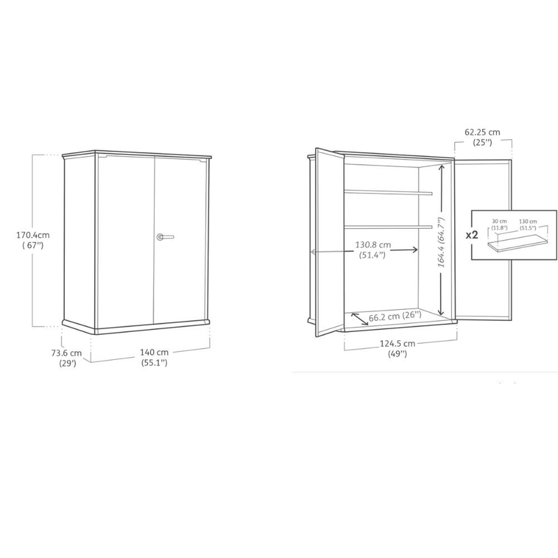 Keter cortina alto ντουλάπι αποθήκευσης κήπου 1400l γκρι (140 x 73.6 x 170.4 εκ.), , medium-null