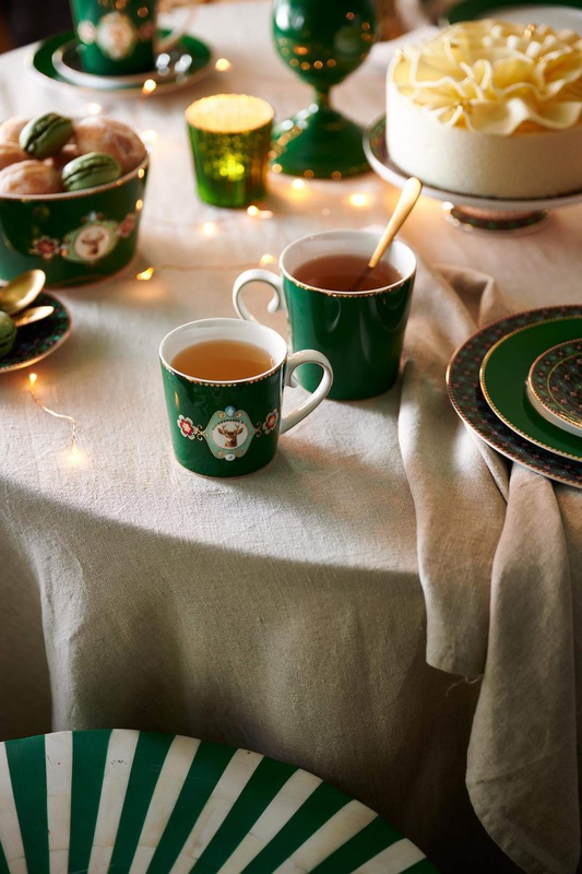 A pip mug love birds medallion deer dark green, , medium-null