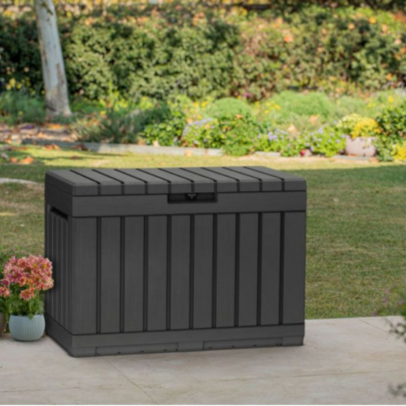 Product image: Keter kentwood κουτί αποθήκευσης 190l ξυλοκαφέ ιδανικό για αποθήκευση αξεσουάρ κήπου, μαξιλαριών και μικρών εργαλείων, , medium-null