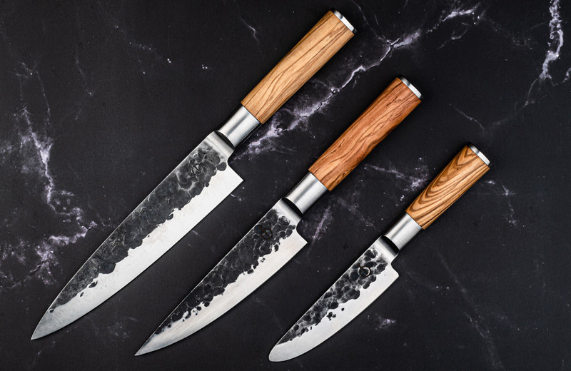 Forged olive wood chef's knife 440c japanese steel 16cm, , medium-null