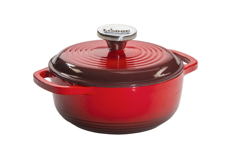 Lodge 1.4 lt red enameled cast iron dutch oven with loop handles, , medium image number null