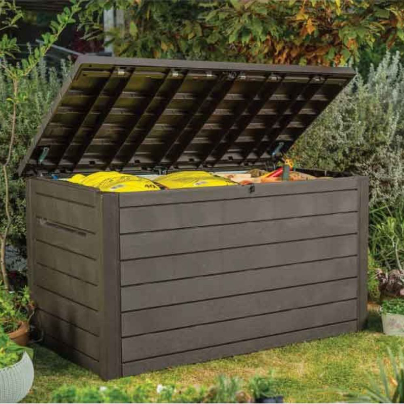 Product image: Keter ontario κουτί αποθήκευσης 870l καφέ ιδανικό για αποθήκευση εργαλείων, μαξιλαριών, παιχνιδιών ή και εξοπλισμού κήπου, , medium-null
