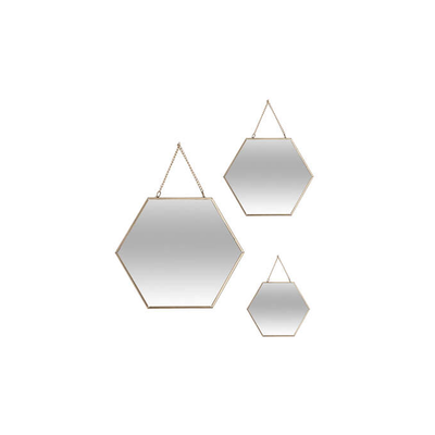 Hexagon mirror 3pcs gold