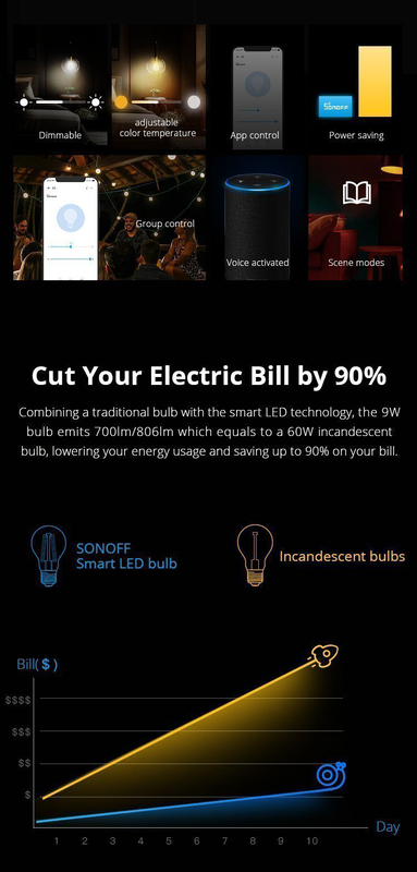 Product image: Sonoff b02-f-st64 Wi-Fi smart filament bulb, , medium-null