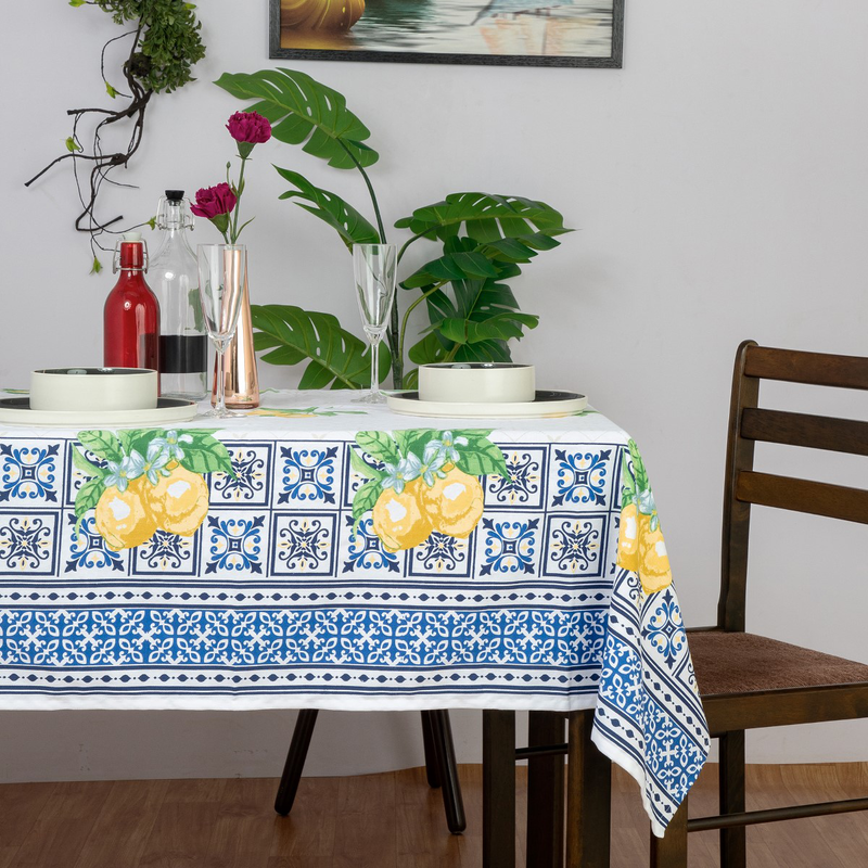Lemon design cotton tablecloth 150x250, , medium-null