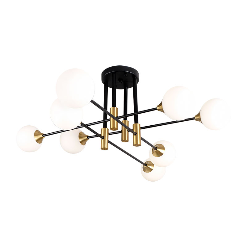 Sunlight 8xg9 (max.8x5w) ceiling light opal glass black+brass ip20 ø1000xh380mm, , medium-null