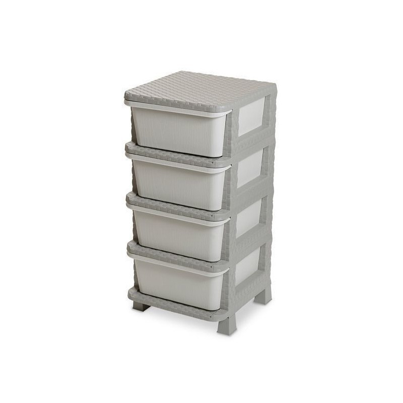 Dea plast dr&alpha;wer rattan 4 drawers grey, , medium-null