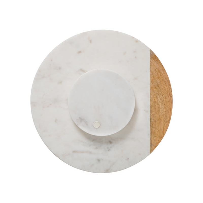 Turning tray marble d30cm white, , medium-null