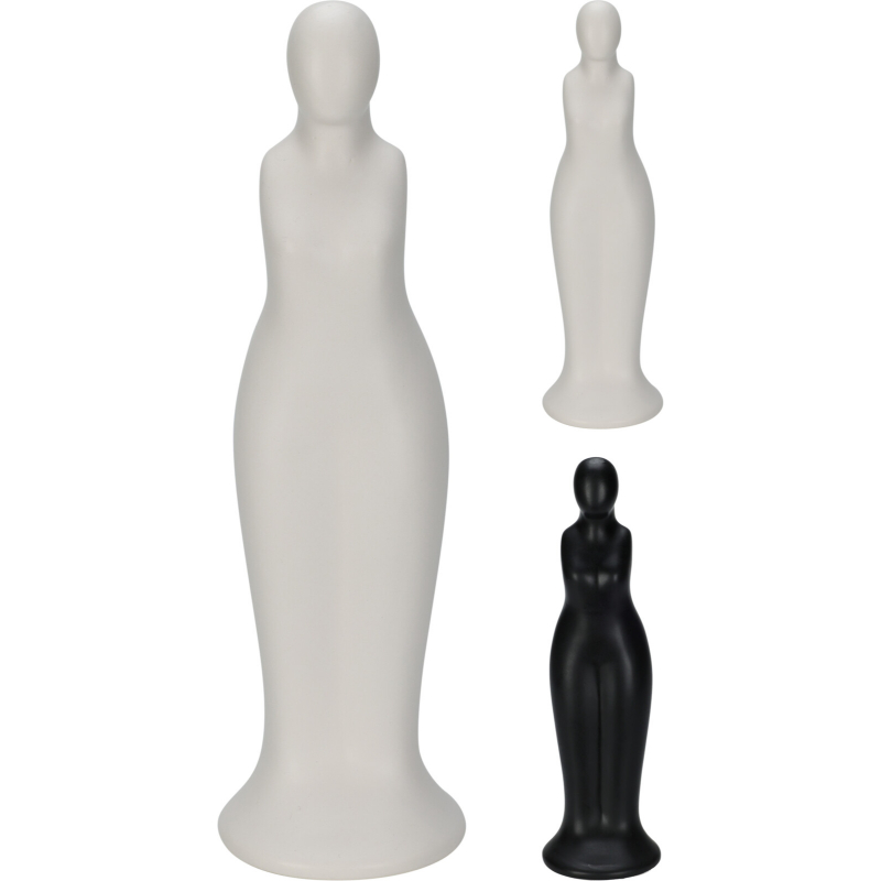 Woman silhouette vase 28cm - black &  white, , medium-null