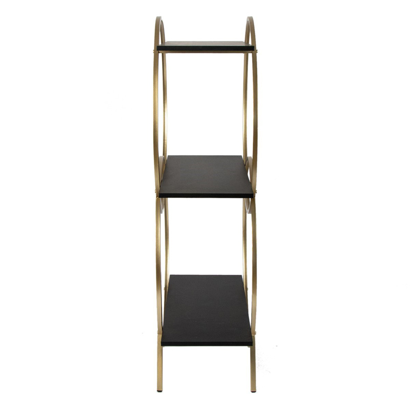 Gold metal and black wood shelf small, , medium-null