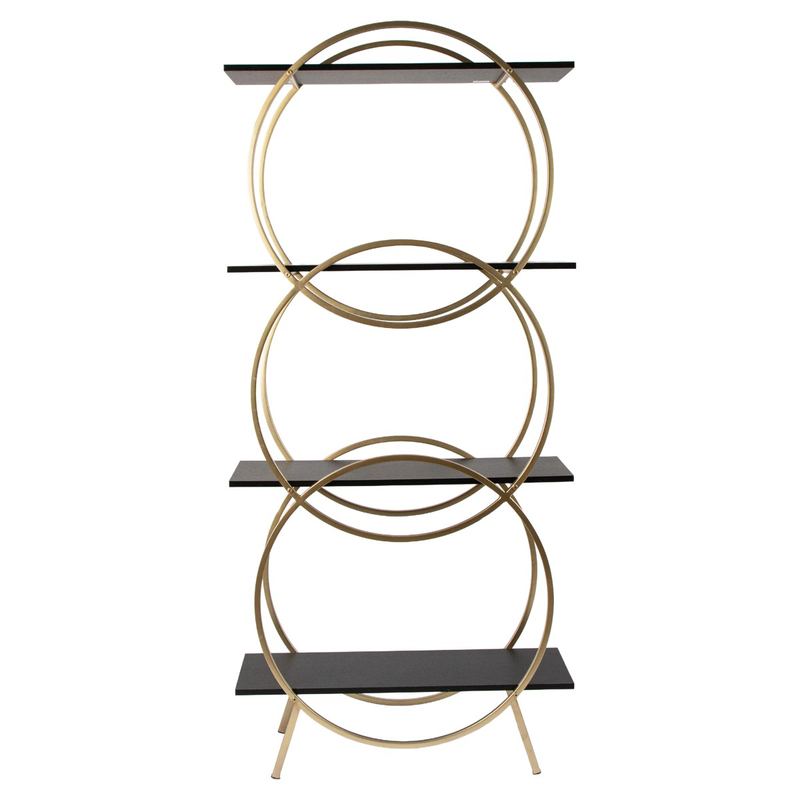 Gold metal and black wood shelf, , medium-null