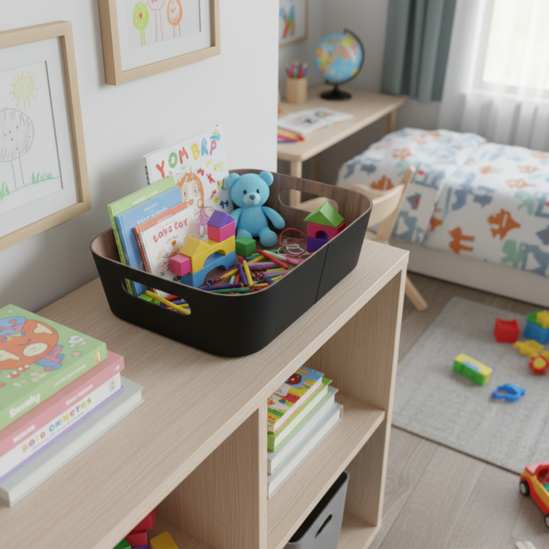 Espiel rag storage basket 26x38cm - black, , medium-null