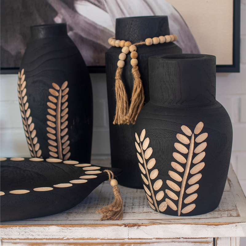 Wooden black vase, , medium image number null