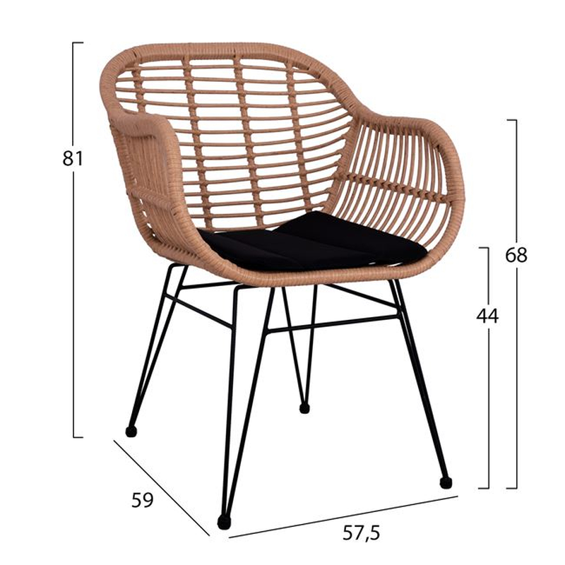 Allegra hm5450 πολυθρονα με μαξιλαρι  57.5x59x81cm μπεζ, , medium image number null