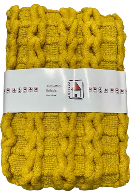 Bath mat plait cotton 60x90cm #b9778, Yellow, medium