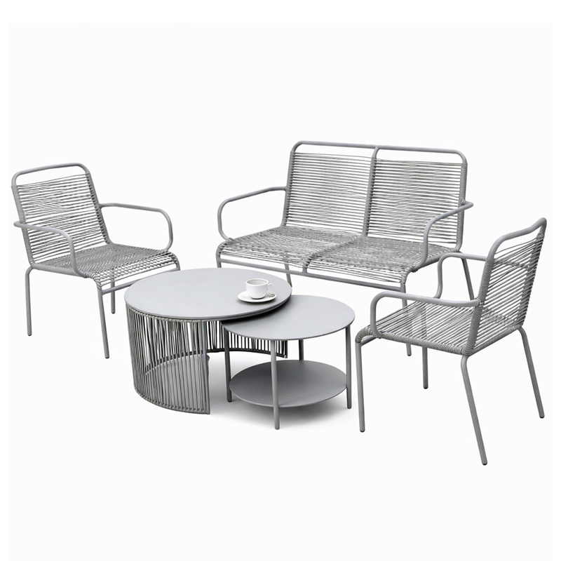 Garden living silver 1 two seater sofa, 2 armchairs, 1 table, , medium-null